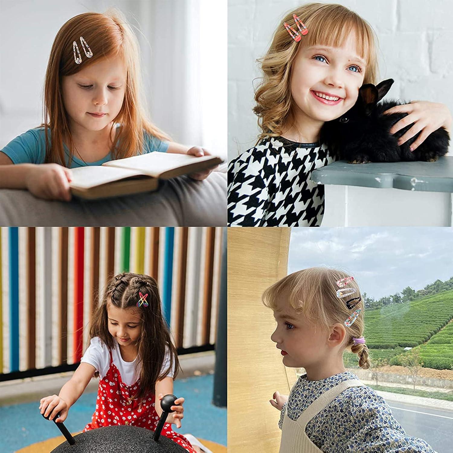 imageVEGCOO 148 Pcs Set Coiffure Enfant Petites Paillettes Pinces Cheveux Cheveux Accessoires avec 40 Pcs Barrettes Cheveux Colores et 100 Pcs Boucle Cheveux Elastique pour BbFillesEnfantsA