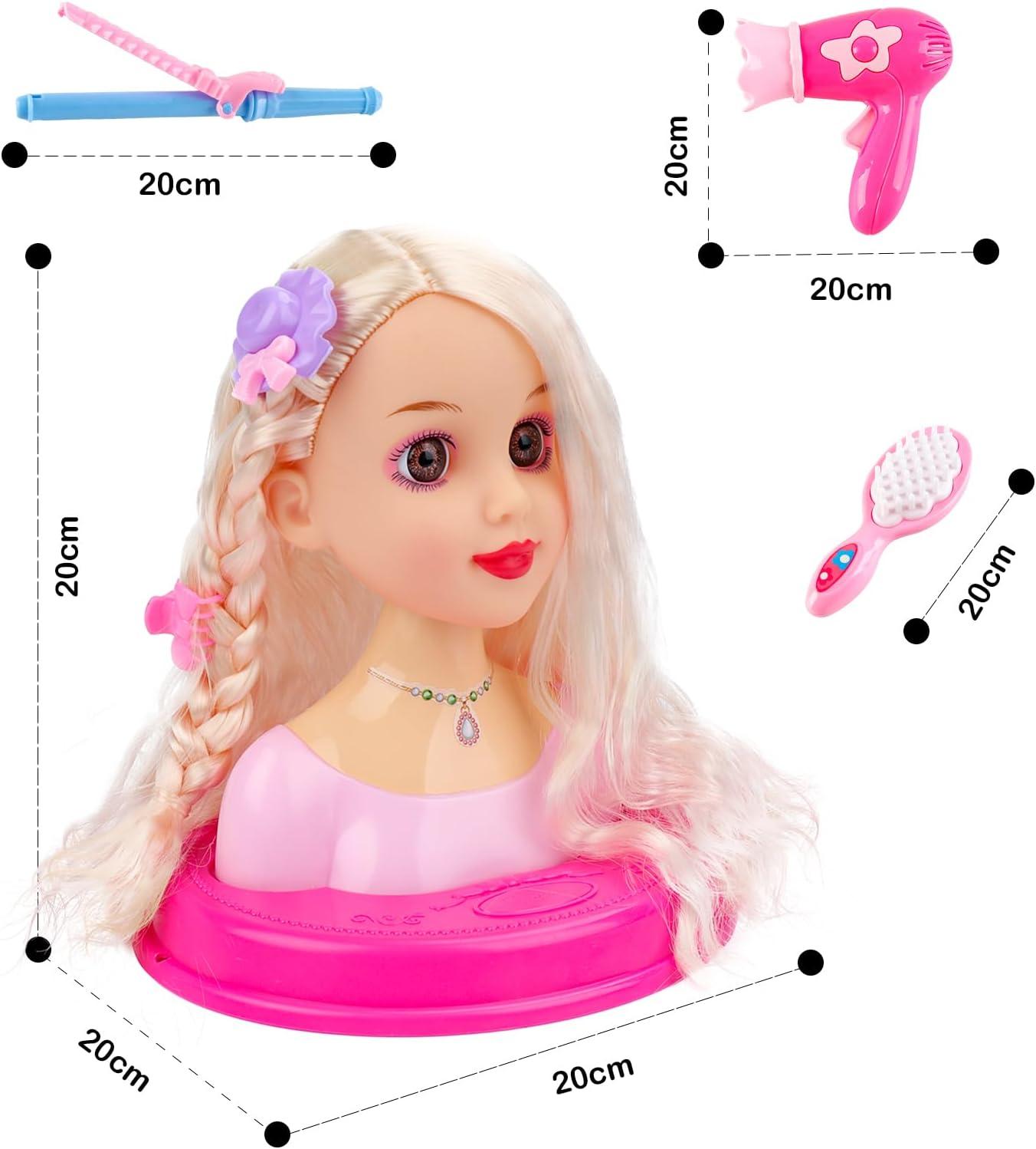 imagedeAO 52 Pices Tte Coiffer Enfant avec Accessoires de Coiffure et Maquillage Poupe Coiffure Jeux dImitation et Apprendre Coiffure Styling Head Kids Jouet Fille pour Ds 3 Ans