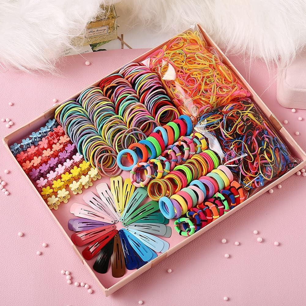 image780 pcs Coffret Cadeau Accessoires Cheveux Bb Petites Filles Pinces Cheveux Noeuds Cravates ToutPetits Barrettes pingles Cheveux Ensemble Tte Ornements Lumire Multicolore
