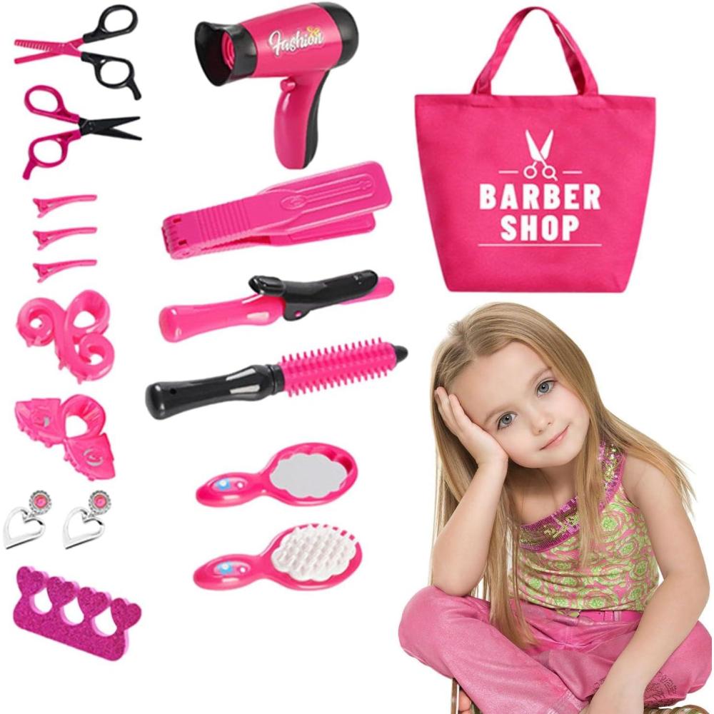 imageSet Coiffure Enfant Fille Jouet Play Set de Salon de beaut avec scheCheveux pour Filles Accessoires de Coiffure Faux Maquillage Malette Coiffure Ensemble De Maquillage Jouet ColorA