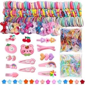 1189 Pièces Élastique Cheveux Colorés, Barrettes et Barettes Cheveux Femme et Fille, Pinces Cheveux sans Dommage, Barrette Bébé Fille et Accessoires Cheveux pour Cheveux Fins (1189 Pièces)(1189 Pièces)