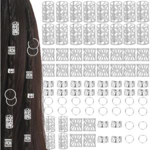 Bijoux Cheveux Tresse, Lot de 40 pinces à cheveux pour tresses, accessoires pour dreadlocks, accessoires pour dreadlocks, dreadlocks, pour hommes, femmes, filles et garçons (A(40PCS))(C(80PCS))