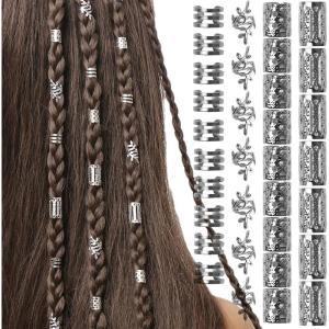 Bijoux Cheveux Tresse, Lot de 40 pinces à cheveux pour tresses, accessoires pour dreadlocks, accessoires pour dreadlocks, dreadlocks, pour hommes, femmes, filles et garçons (A(40PCS))(B(40PCS))