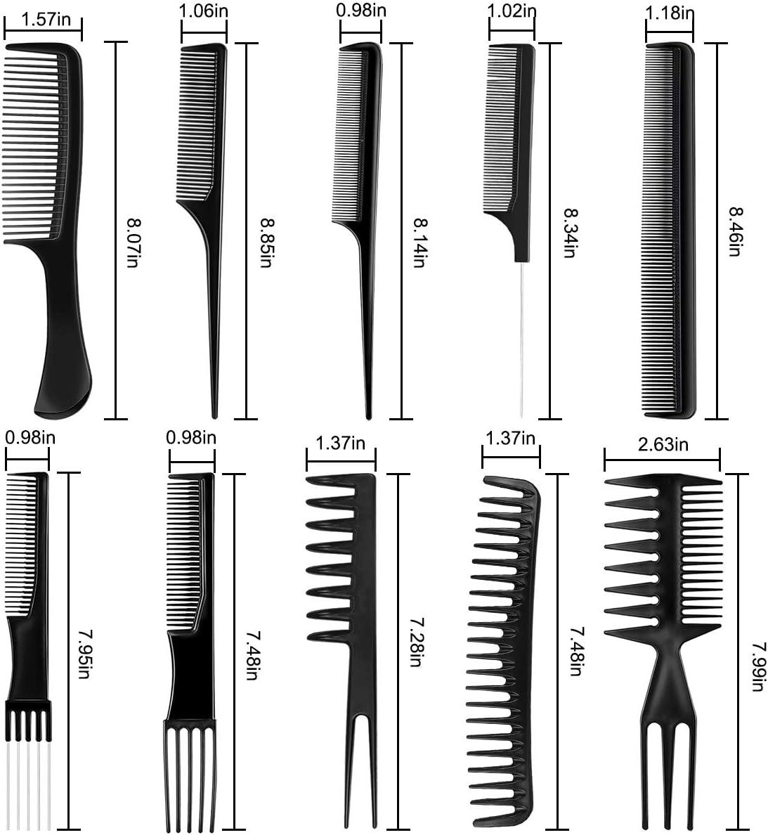 imagePeignes de coiffage Netspower 10Pcs Coiffure professionnelle Peigne cheveux Bton Peigne Accessoires de coiffure Gadgets Outils de coiffure avec sac portable pour coiffeurs Coiffeurs Barbiers Salon