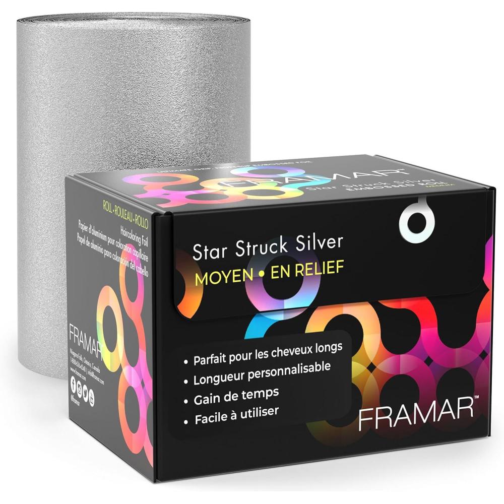 imageFRAMAR Papier Aluminium Coiffure Rose Papier Alu Professionnel Coiffeur Accessoires Professionnel Papier Meches Coiffure Rouleau Aluminium Materiel Coiffure Professionnel 320 PiedsArgent