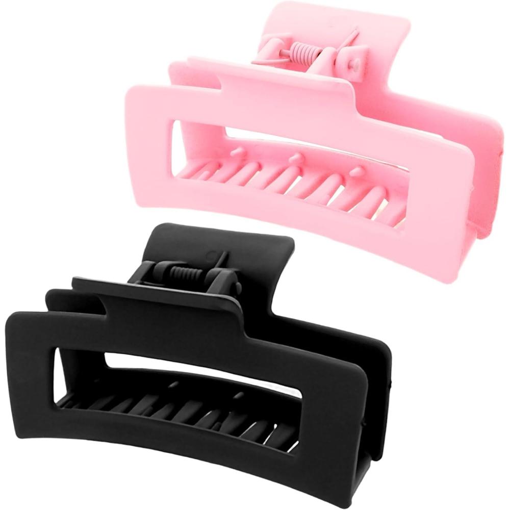 imageWLLHYF 2 Pices Pinces Griffe Carres 35 Pouces Pinces Cheveux Moyennes Pinces Cheveux Antidrapantes Mat Mode Forte Maintien Banane Clips Accessoires de Coiffure2 Noirrose