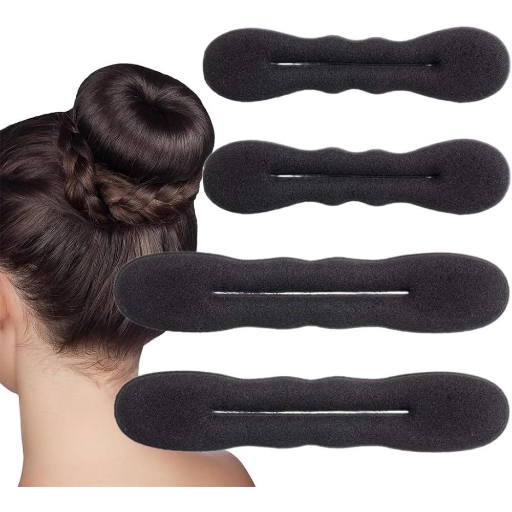 image4 Pices Chignon Magique Coiffure Donut Bun MakerChignon Cheveux Accessoires Outils de Donut Boucls de Cheveux pour Cheveux Facile Dutilisation 2 Petits 2 Grands