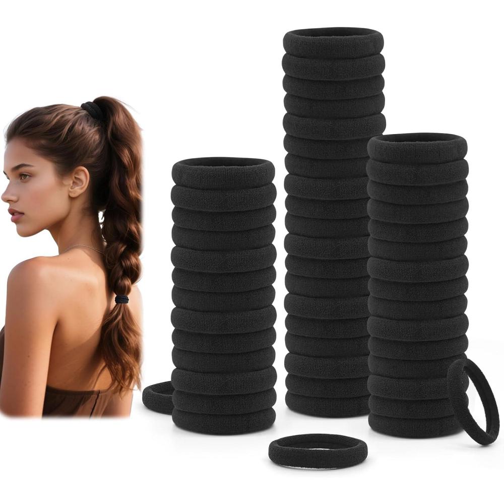 imageDreamlover lastiques Cheveux 50 Pices de Chouchous Cheveux Accessoires de Coiffure pour Femmes et FilleNoir