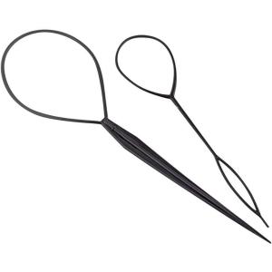 2 pièces Accessoires de Coiffure, PKOUVOO DIY Tresse Kit de Coiffure, Accessoires de Coiffure pour Femmes et Filles Convient pour Les Débutants (noir)(Noir)