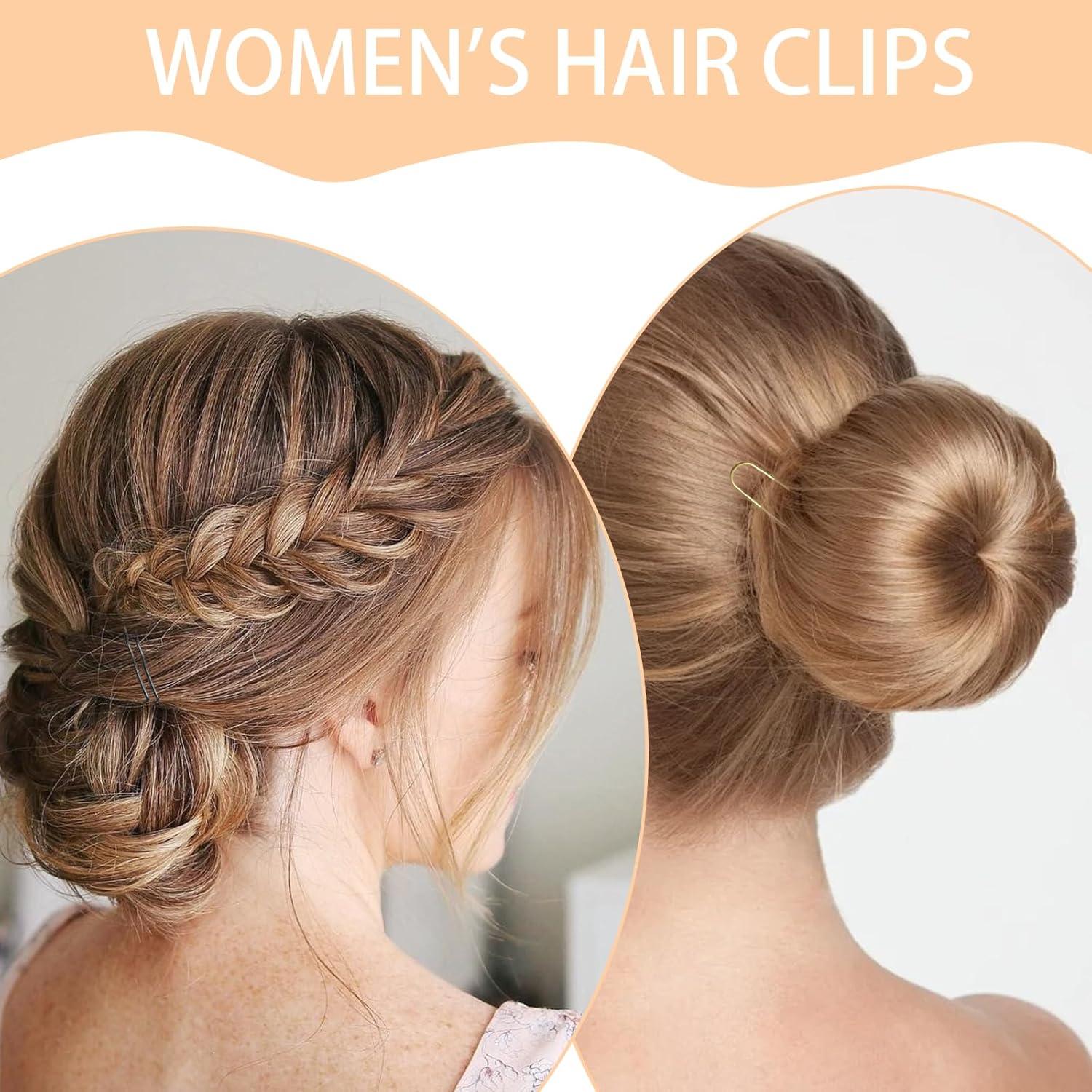 image300 Pices pingles Cheveux Femme Pinces Chignon Mtal Accessoires Coiffure Invisibles pingles U Barrettes Cheveux Bote Rangement Incluse OrMarron