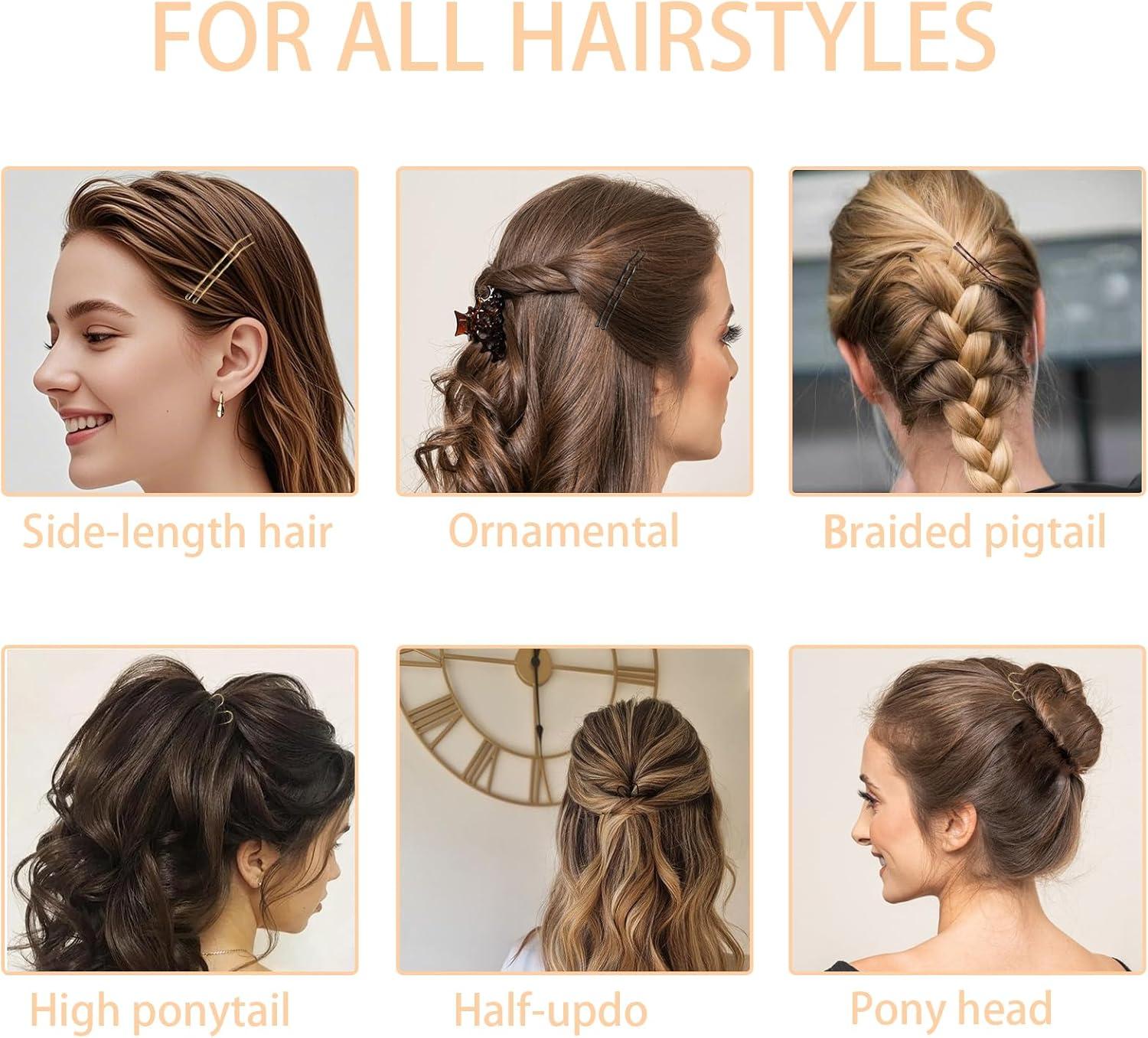 image300 Pices pingles Cheveux Femme Pinces Chignon Mtal Accessoires Coiffure Invisibles pingles U Barrettes Cheveux Bote Rangement Incluse OrMarron