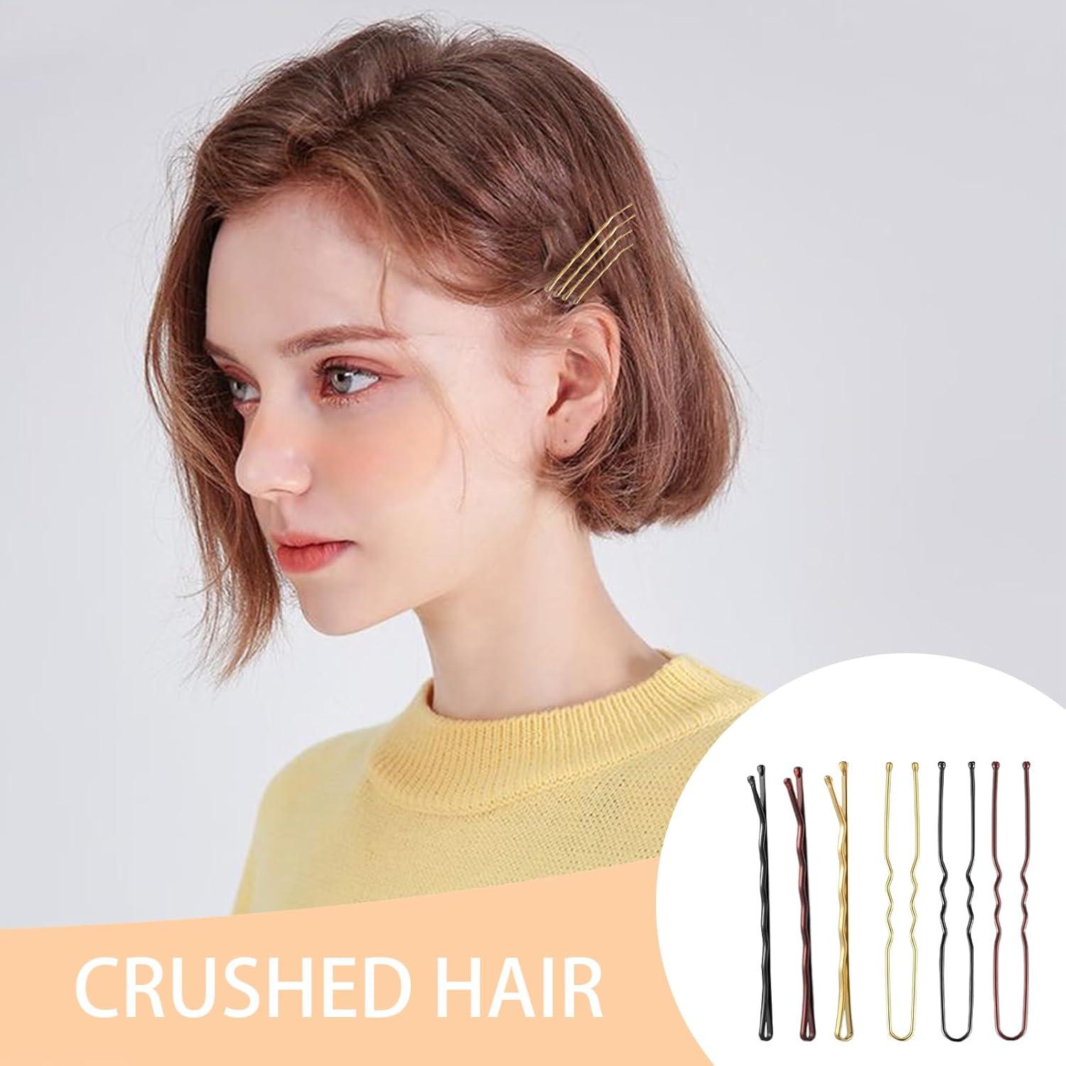 image300 Pices pingles Cheveux Femme Pinces Chignon Mtal Accessoires Coiffure Invisibles pingles U Barrettes Cheveux Bote Rangement Incluse OrMarron