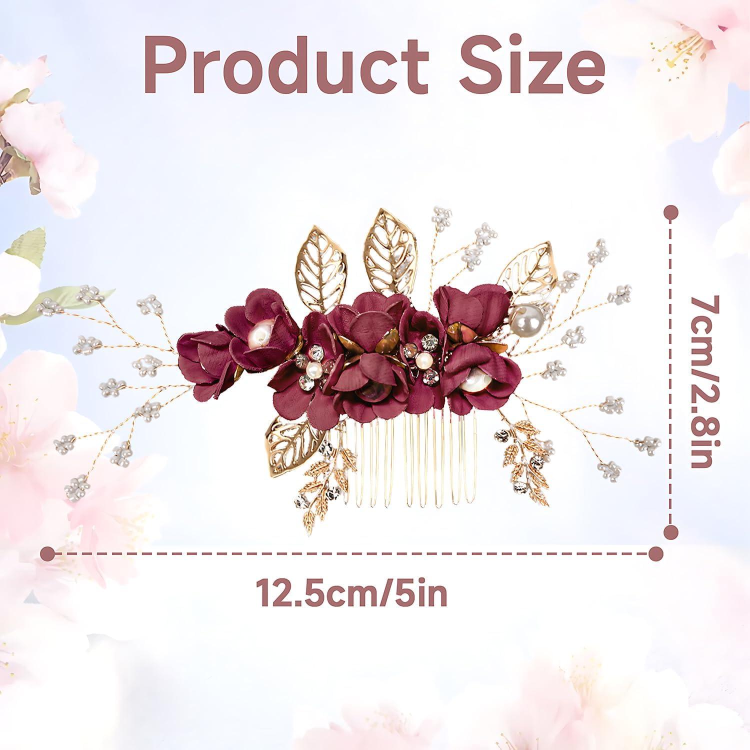imageAccessoires pour cheveux de demoiselle dhonneur peignes latraux pour cheveux de mariage pingles cheveux en forme de fleurs pour les femmes et les filles 4 picesBordeaux 1 pice