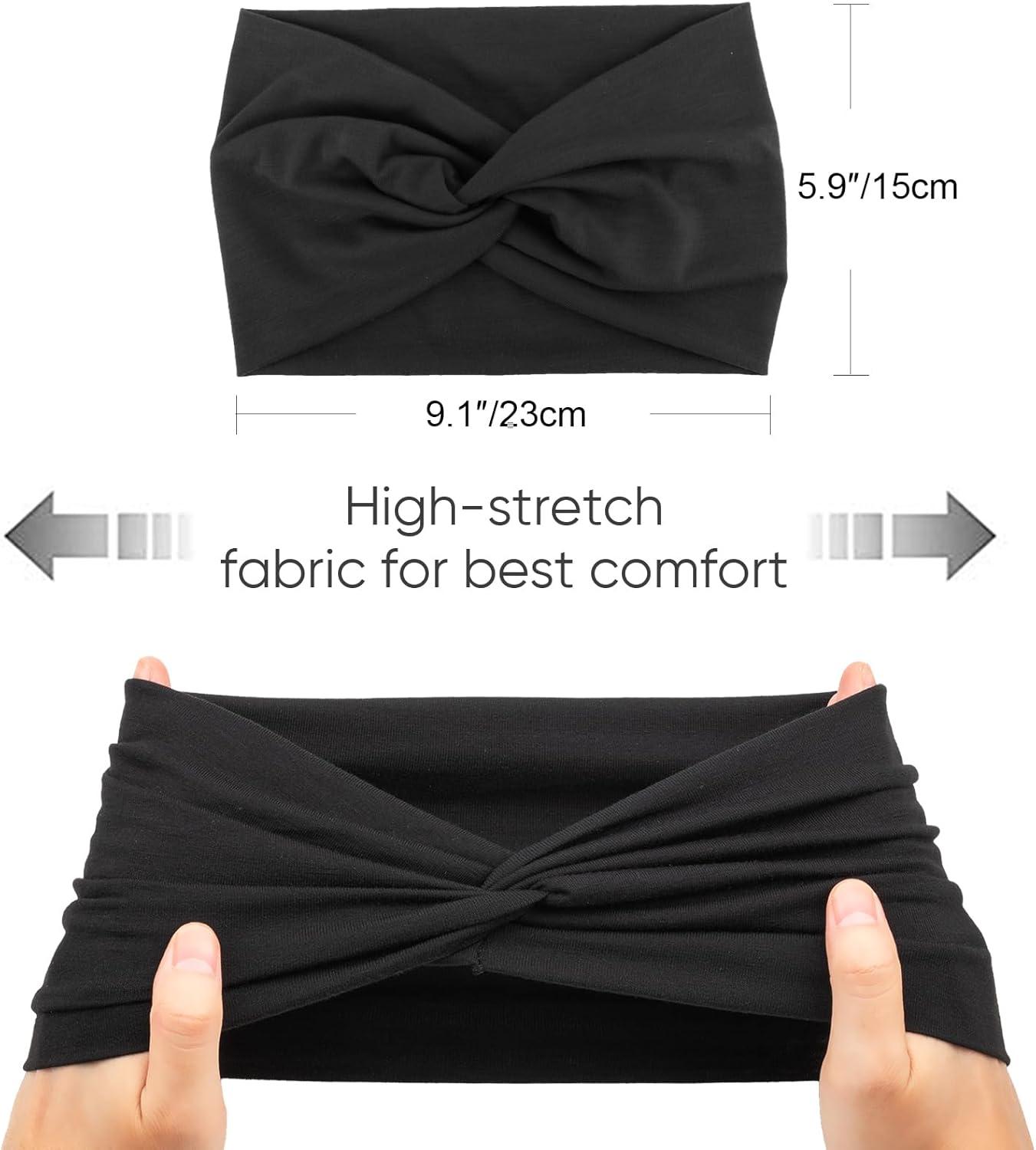 imageDRESHOW 4 Pices Bandeau Cheveux Femme Boho Bandeaux Vintage Fleur Imprim Hair Bandeau Cross Nou lastique Bande de Cheveux Accessoire4 Pack Mix SetC26