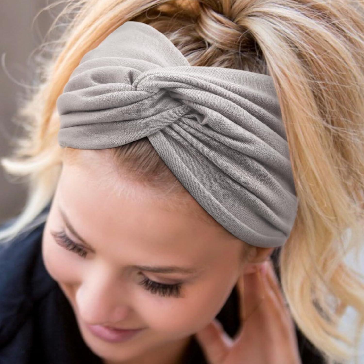 imageDRESHOW 4 Pices Bandeau Cheveux Femme Boho Bandeaux Vintage Fleur Imprim Hair Bandeau Cross Nou lastique Bande de Cheveux Accessoire4 Pack Mix SetC27