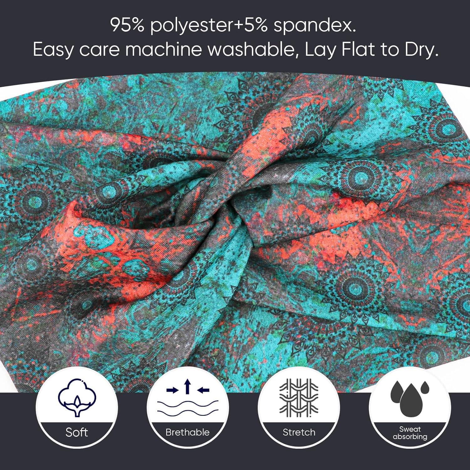 imageDRESHOW 4 Pices Bandeau Cheveux Femme Boho Bandeaux Vintage Fleur Imprim Hair Bandeau Cross Nou lastique Bande de Cheveux Accessoire4 Pack Mix Style SetC38