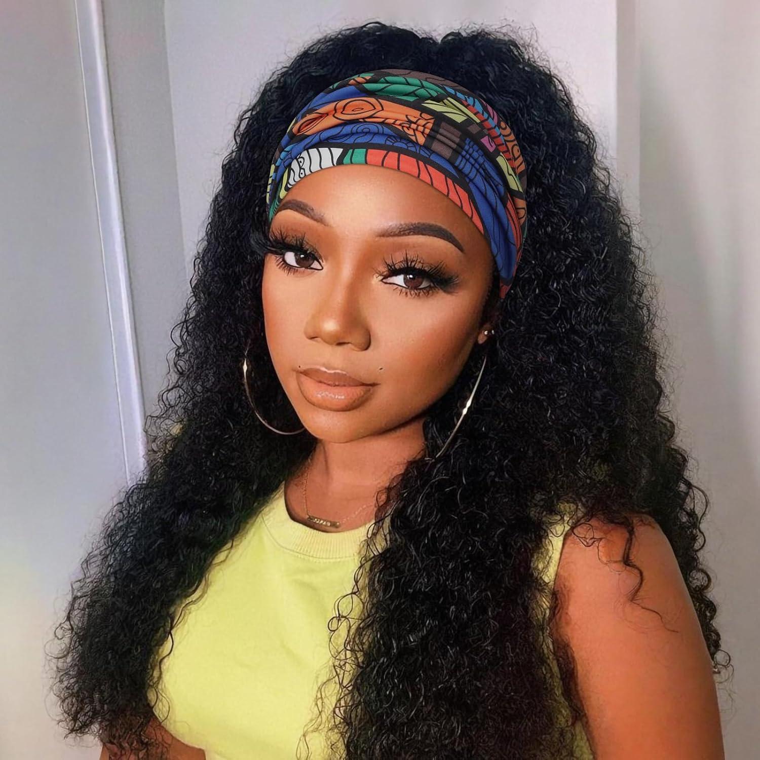 imageDRESHOW 4 Pices Bandeau Cheveux Femme Boho Bandeaux Vintage Fleur Imprim Hair Bandeau Cross Nou lastique Bande de Cheveux Accessoire4 Pack Mix Style SetC32