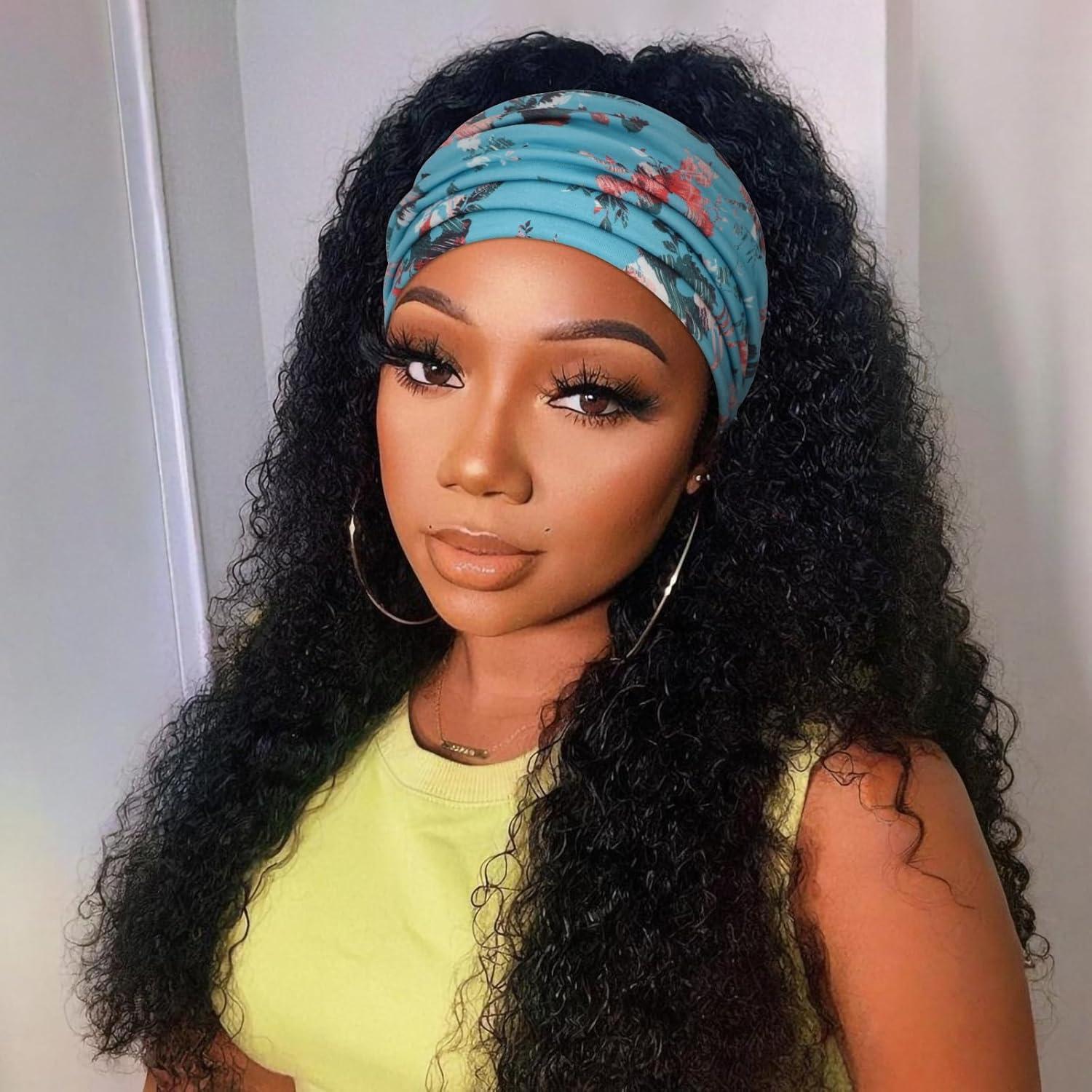 imageDRESHOW 4 Pices Bandeau Cheveux Femme Boho Bandeaux Vintage Fleur Imprim Hair Bandeau Cross Nou lastique Bande de Cheveux Accessoire4 Pack Mix Style SetC33
