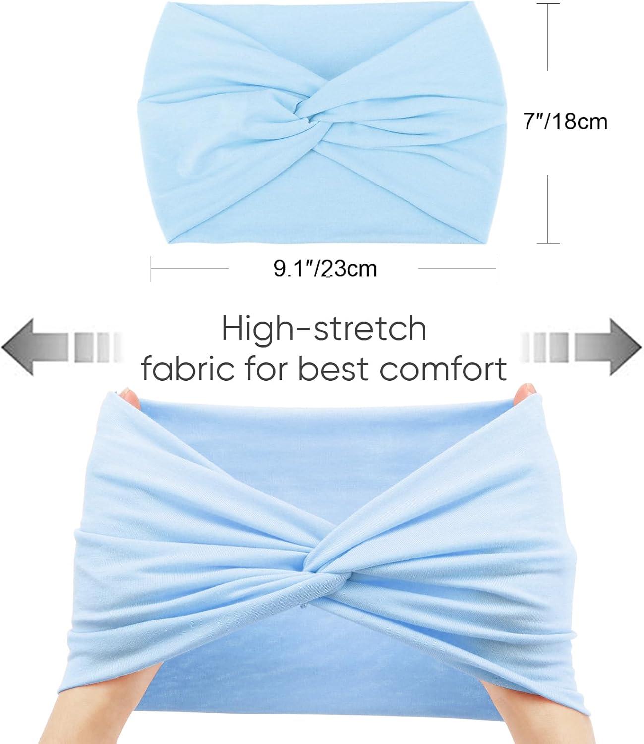 imageDRESHOW 4 Pices Bandeau Cheveux Femme Boho Bandeaux Vintage Fleur Imprim Hair Bandeau Cross Nou lastique Bande de Cheveux Accessoire4 Pcs Rosepink Light blue Yellow Green