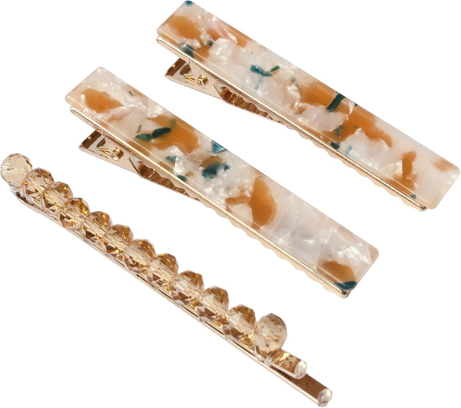 imageEmily in Paris x Bo Paris Lot de 3 barrettes guiches dores et nacres Ornements de cheveux lgants Accessoire coiffure tendanceGuiches x3