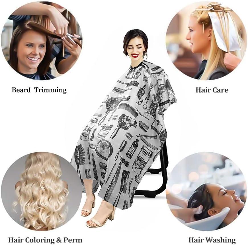 imageLOPHE Coupe de Cheveux Coiffure Cape Attache Auto Coupe de Cheveux Cape avec Brosse Plumeau de Cou et un Peigne Capes de Coiffeur de Salon Courte pour Coupe de Cheveux de Salon de CoiffureA