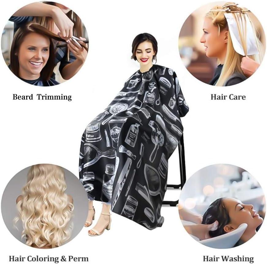 imageLOPHE Coupe de Cheveux Coiffure Cape Attache Auto Coupe de Cheveux Cape avec Brosse Plumeau de Cou et un Peigne Capes de Coiffeur de Salon Courte pour Coupe de Cheveux de Salon de CoiffureB