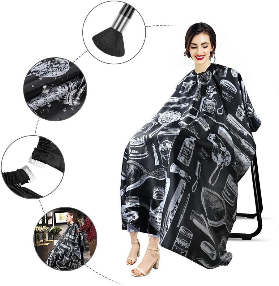 imageLOPHE Coupe de Cheveux Coiffure Cape Attache Auto Coupe de Cheveux Cape avec Brosse Plumeau de Cou et un Peigne Capes de Coiffeur de Salon Courte pour Coupe de Cheveux de Salon de CoiffureB