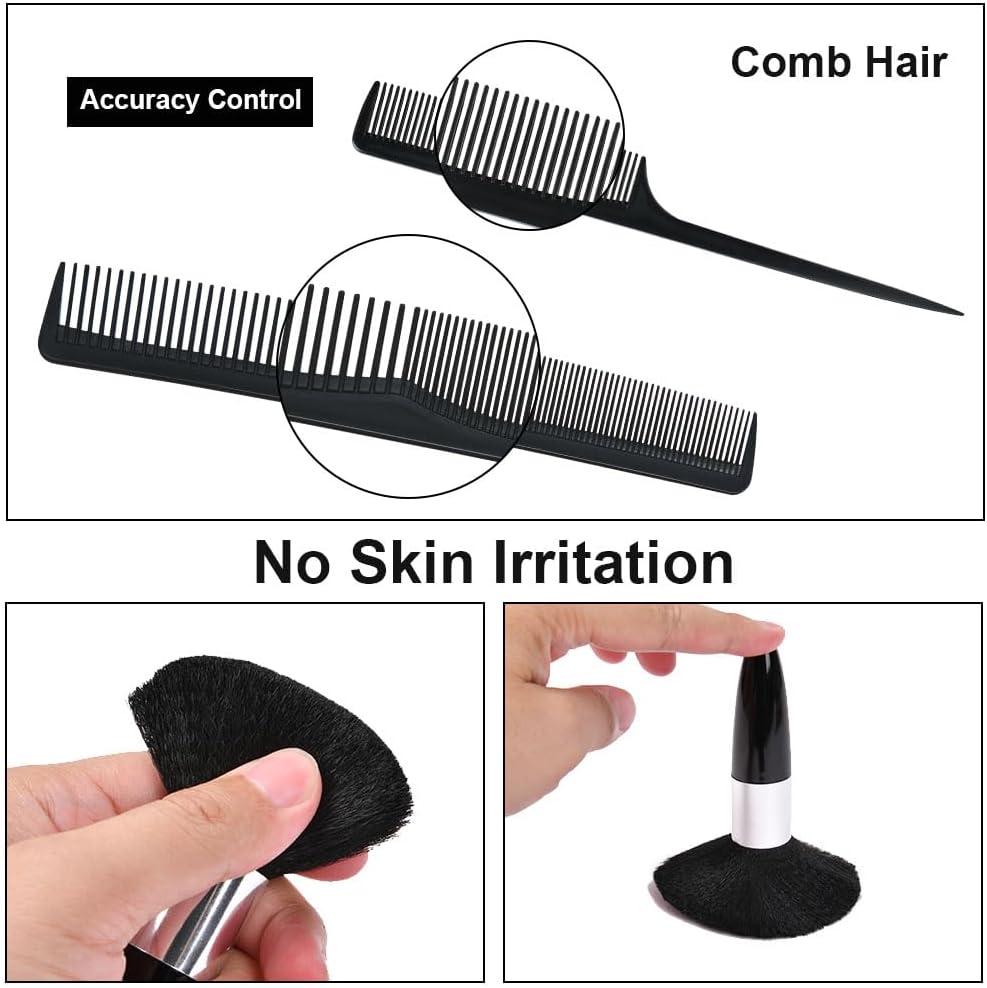 imageLOPHE Coupe de Cheveux Coiffure Cape Attache Auto Coupe de Cheveux Cape avec Brosse Plumeau de Cou et un Peigne Capes de Coiffeur de Salon Courte pour Coupe de Cheveux de Salon de CoiffureAvec Accessoires