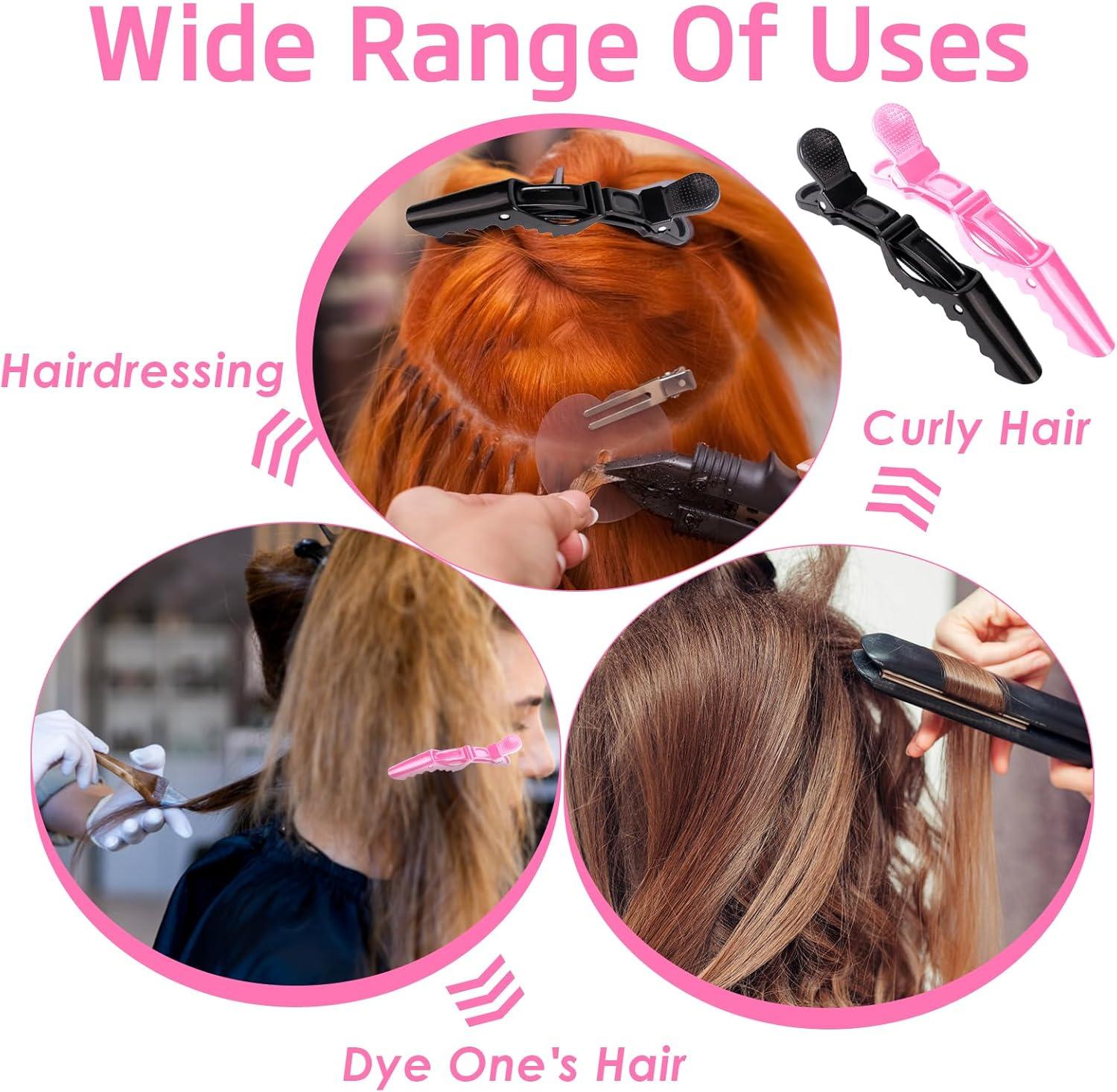 imageLot de 20 Pinces Crocodiles Cheveux en Plastique Rsistant Accessoires Professionnels pour Coiffeurs Antidrapantes Idales pour Salon de Coiffure et Usage Domestique 10Noir et 10Rose