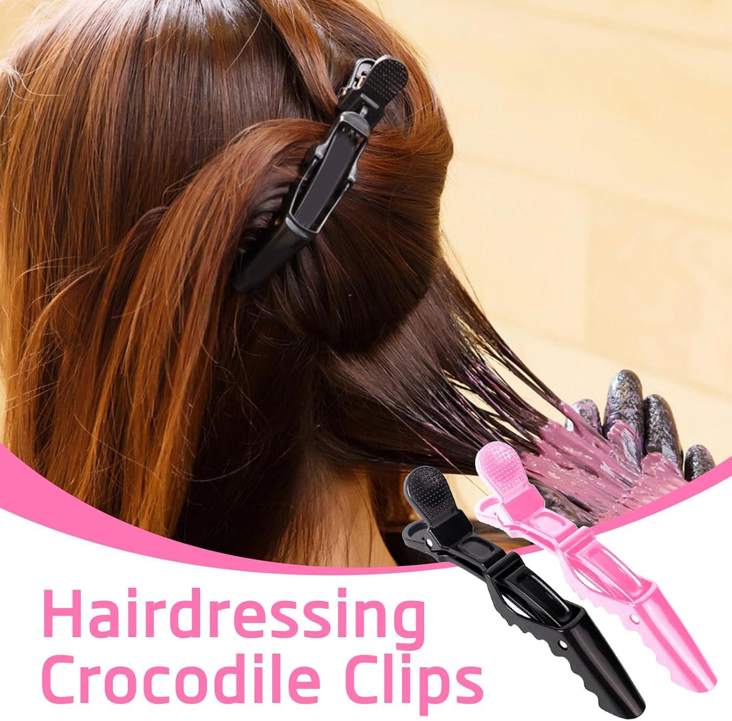 imageLot de 20 Pinces Crocodiles Cheveux en Plastique Rsistant Accessoires Professionnels pour Coiffeurs Antidrapantes Idales pour Salon de Coiffure et Usage Domestique 10Noir et 10Rose