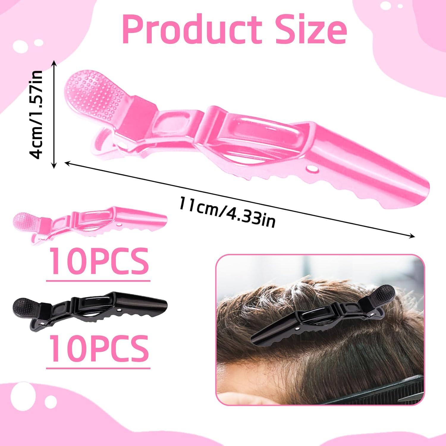 imageLot de 20 Pinces Crocodiles Cheveux en Plastique Rsistant Accessoires Professionnels pour Coiffeurs Antidrapantes Idales pour Salon de Coiffure et Usage Domestique 10Noir et 10Rose