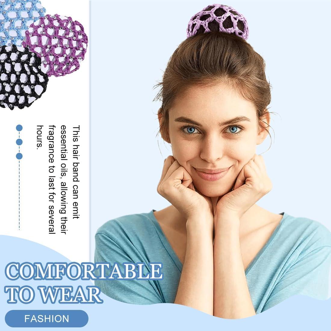 imageLot de 5 filets cheveux pour chignon accessoire de coiffure fait main crochet perles fleurs et strass lastique pour filles et femmes ballet gymnastique patinage