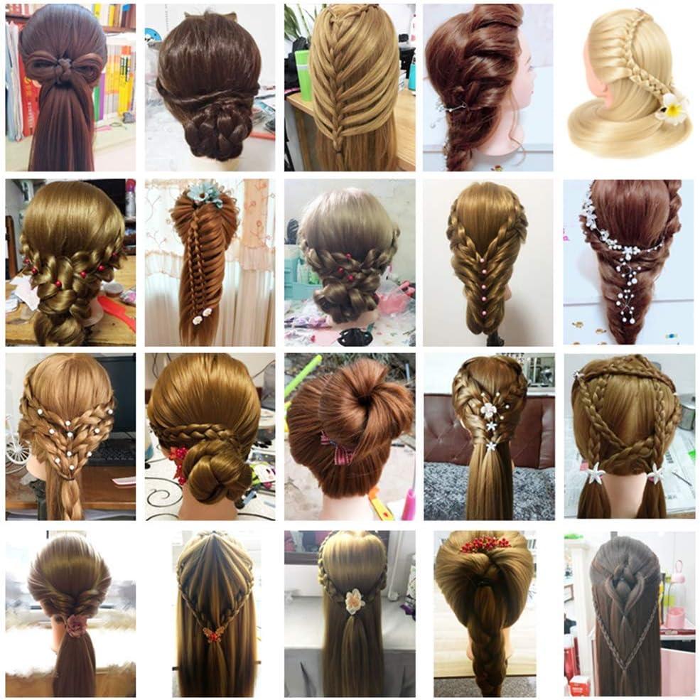 imageTwoWin Tte dentranement la Coiffure 61 cm 80 Cheveux Naturels Tte de Mannequin Cosmtologie avec Support de Serrage et Accessoires Blond Convient pour Lisser Boucler PermanenteNoir100 Cheveux Humains