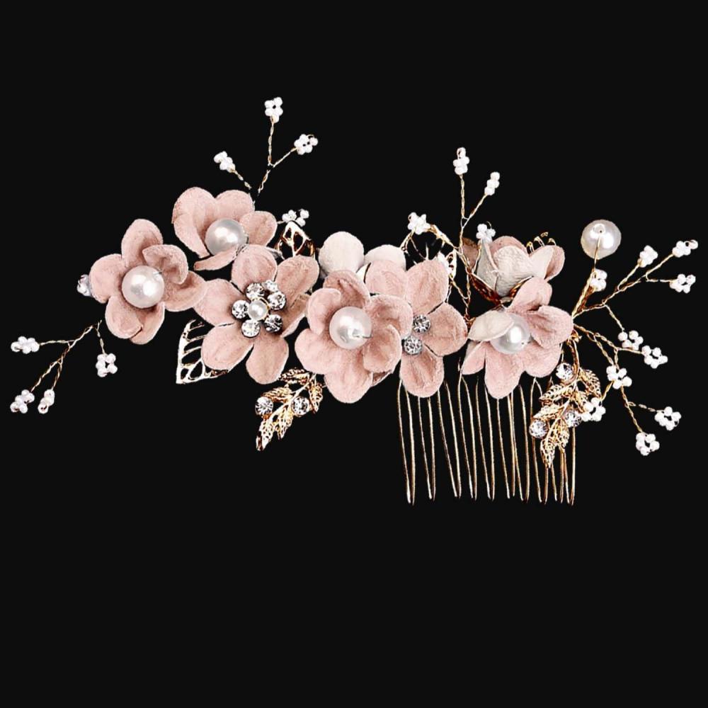 imageAccessoires pour cheveux de demoiselle dhonneur peignes latraux pour cheveux de mariage pingles cheveux en forme de fleurs pour les femmes et les filles 4 picesGrand peigne cheveux rose 1