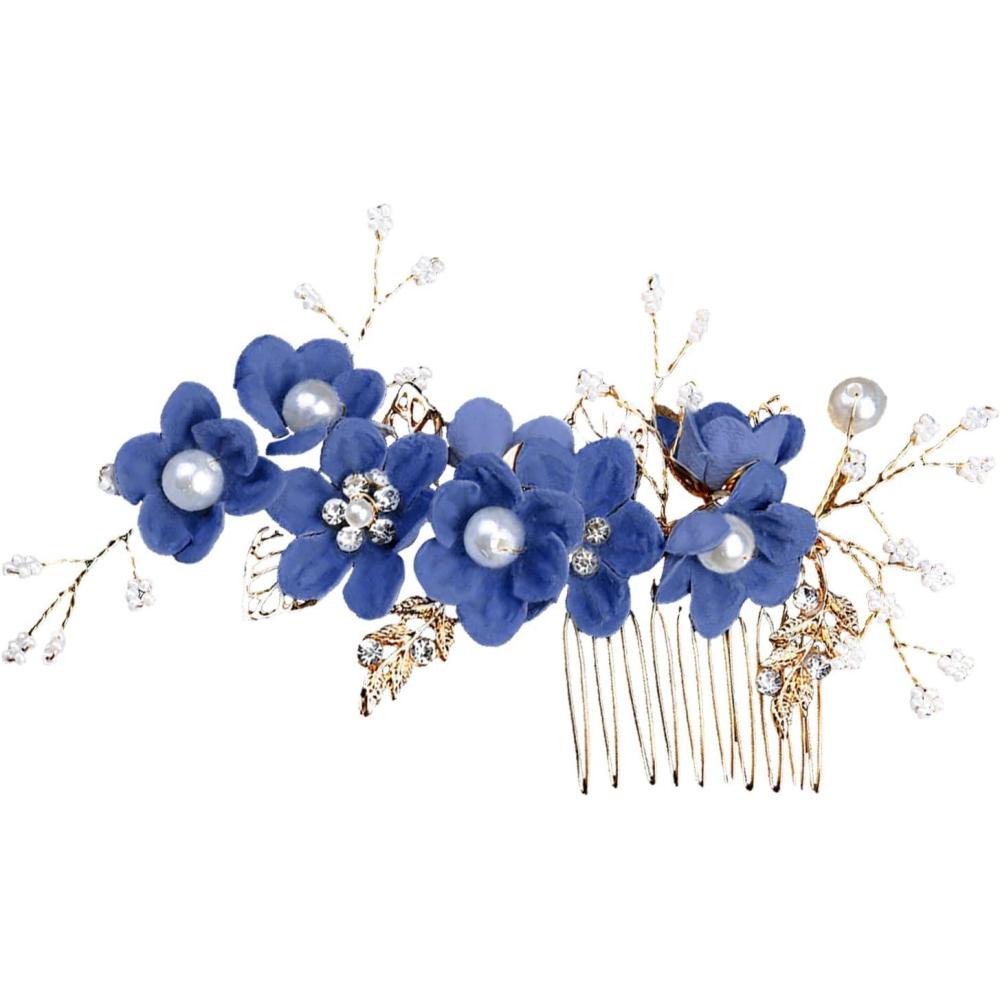 imageAccessoires pour cheveux de demoiselle dhonneur peignes latraux pour cheveux de mariage pingles cheveux en forme de fleurs pour les femmes et les filles 4 picesbleu roi