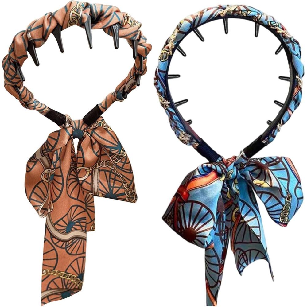 imageBandanas Peigne Pour FemmeBandeaux Tissu Enrobs De Peigne Dents 2 Pices Accessoires Antidrapants Cerceaux Coiffure Styling Pour Quotidien Soire Mariage Voyage Vacances