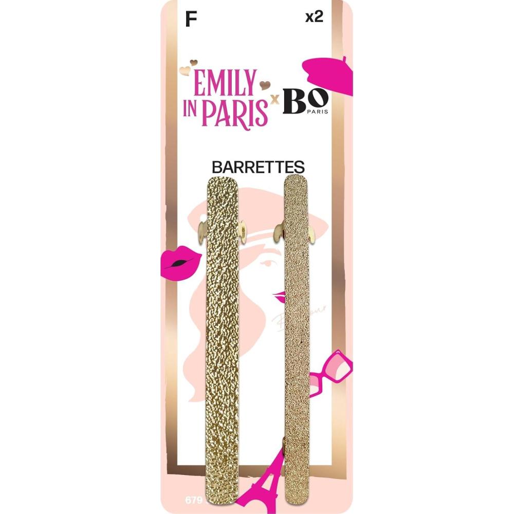 imageEmily in Paris x Bo Paris Lot de 3 barrettes guiches dores et nacres Ornements de cheveux lgants Accessoire coiffure tendancePlates Or x2