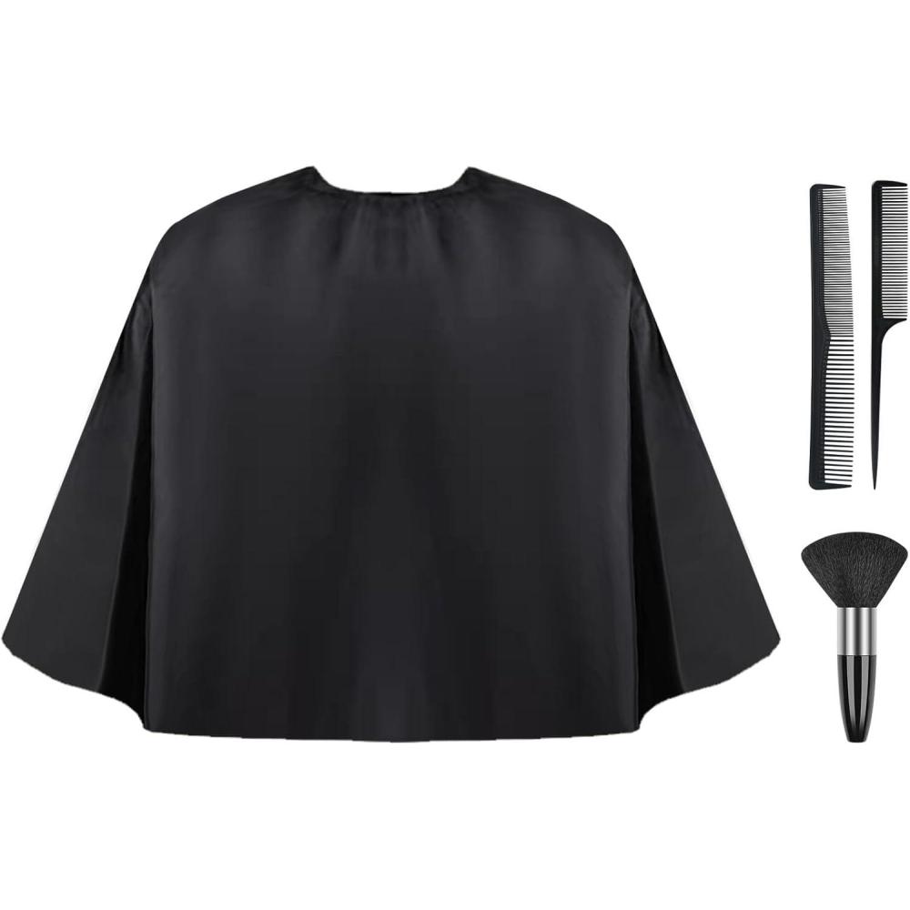 imageLOPHE Coupe de Cheveux Coiffure Cape Attache Auto Coupe de Cheveux Cape avec Brosse Plumeau de Cou et un Peigne Capes de Coiffeur de Salon Courte pour Coupe de Cheveux de Salon de CoiffureAvec Accessoires