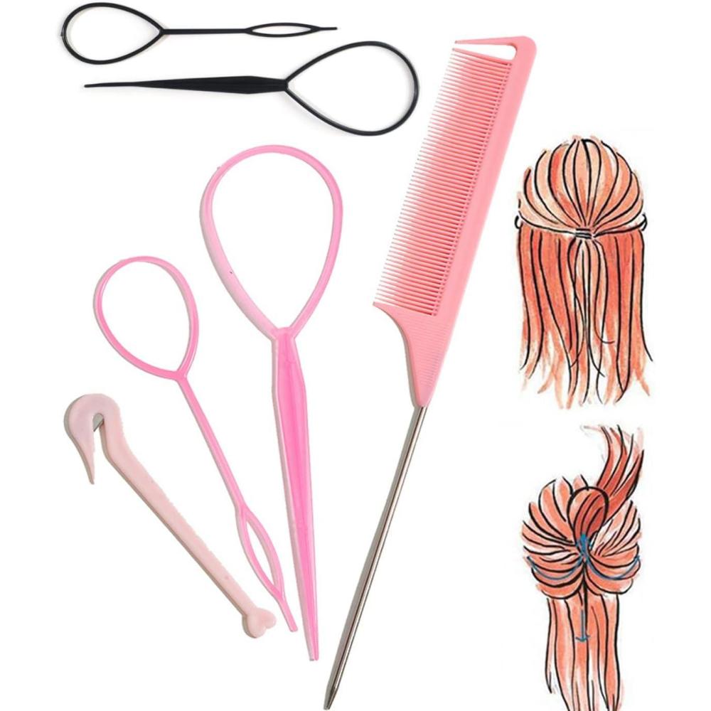 imageXPEX Lot de 6 Accessoires de Coiffure kit de Coiffure tresse Outils de Coiffure Accessoires de Coiffure pour dbutants pour Femmes et Filles