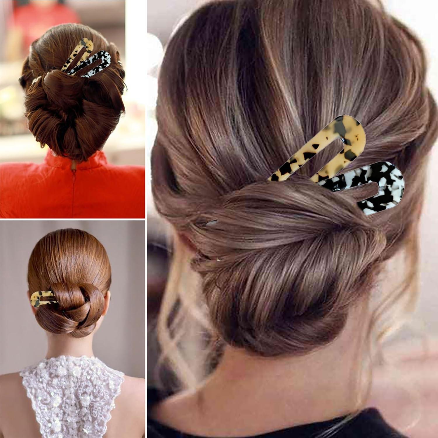 imagepingles Cheveux U Bton pingle Cheveux en Forme de U Bton Ondul Pique Cheveux Tortue Actate de Cellulose pour Accessoires de Coiffure Femmes Filles Rutilisable 3 PicesBlack light leopard deep leopard