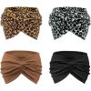 4 Pcs: Tan Leopard Gray Leopard Black Brown