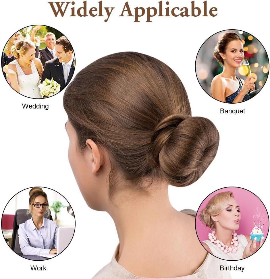 imageURAQT Chignon Magique 2 Pices Chignon Bun Maker Set Accessoires de Coiffure French Twist Bun Maker pour Filles FemmesBrun foncJaune Crme