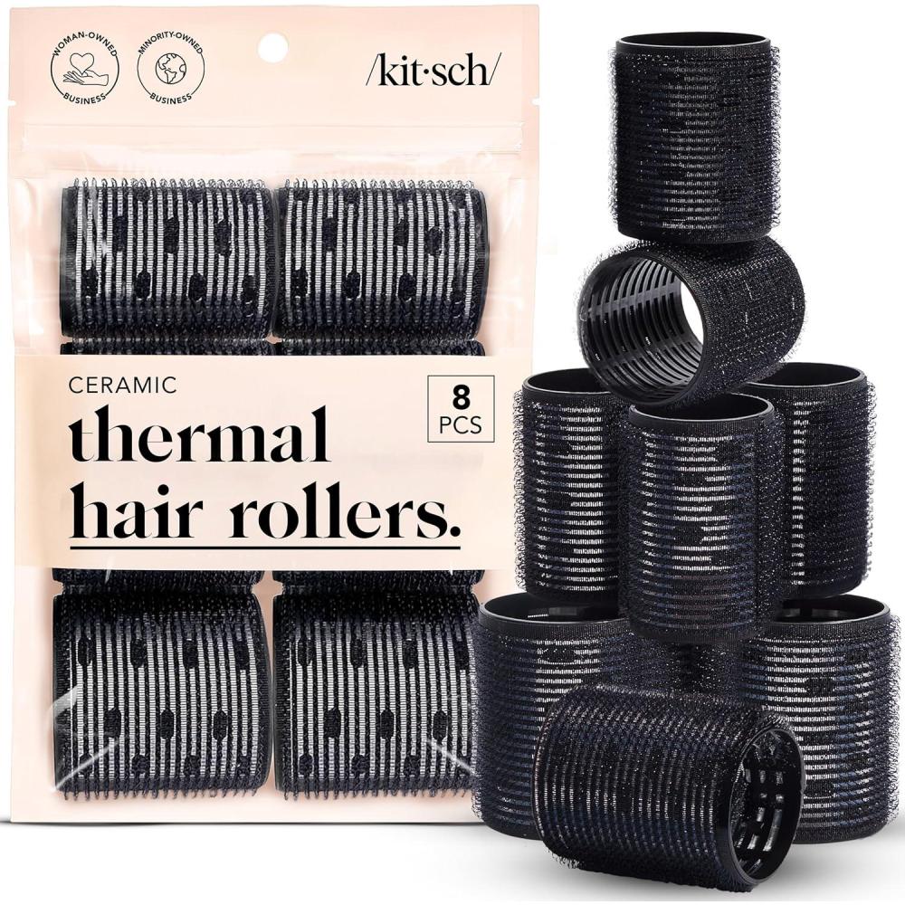 imageRollers Thermiques en Cramique Kitsch  Rollers Autoagrippants pour Cheveux Longs Boucles pour Cheveux Courts et Moyens Volume et Curls Noyau Revtu Cramique Faciles  Utiliser 8pcs NoiresLot vari