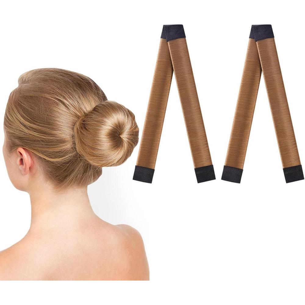 imageURAQT Chignon Magique 2 Pices Chignon Bun Maker Set Accessoires de Coiffure French Twist Bun Maker pour Filles FemmesBrun foncBrun clair