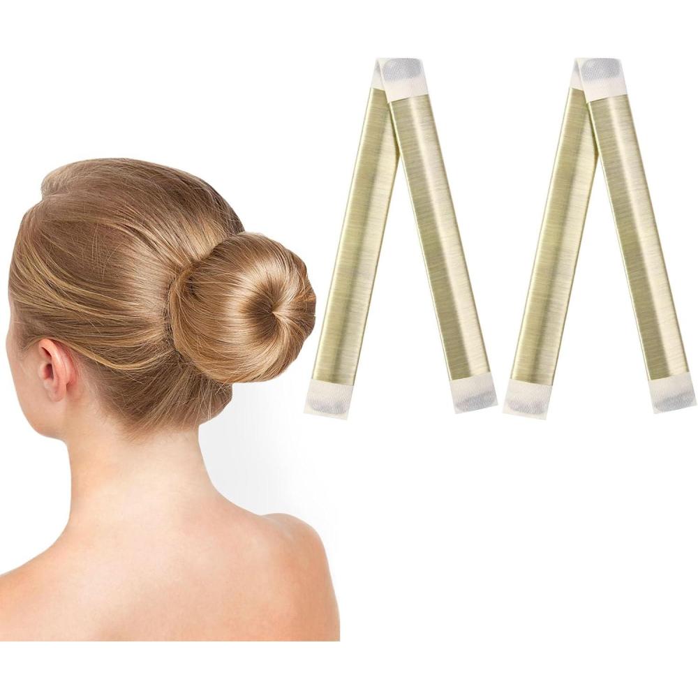 imageURAQT Chignon Magique 2 Pices Chignon Bun Maker Set Accessoires de Coiffure French Twist Bun Maker pour Filles FemmesBrun foncJaune Crme