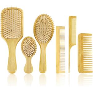 11PCS Peigne de Coiffure Professionnel – Ensemble de Peignes à Queue en Fibre de Carbone pour Salon, Coiffure, Barbe et Cheveux(Bois  couleur bois d&rsquo;origine)