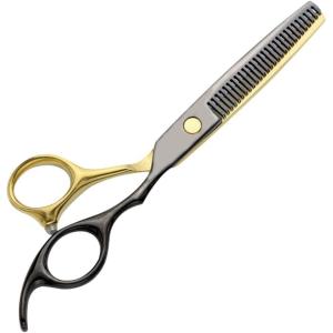 1 Pièce Ciseaux Desepaississant Coiffure 6 » Professionnels Ciseau pour Désépaissir les Cheveux et Sculpteur Effileur Acier Inoxydable Ciseaux de Coiffeur pour Enfants Hommes et Femmes or noir