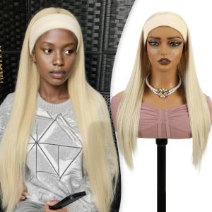 BECUS Perruque Bandeau Noir 16 Pouces pour Femmes Afro – Style Naturel Facile à Porter, Idéale pour Usage Quotidien, Fêtes & Cadeaux de Saison(lisse blond platine)