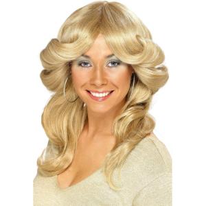 Smiffys Perruque films années 70, Blond, Long, ondulé et dégradé Halloween