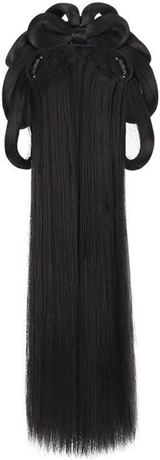imageHanfu Cosplay Noir Perruque Femmes Ancien Chinois CouvreChef Longue Droite avec Bandeau Color NLittle Golden Cicada King